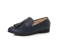 AJVANI Womens Black Flat Low Heel Tassel Smart Vintage Oxford Loafers Size
