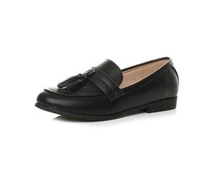 AJVANI Womens Black Flat Low Heel Tassel Smart Vintage Oxford Loafers Size