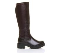 AJVANI Women's Chunky Sole Zip Stretchy Elastic Riding Calf Boots in Brown | Size: 6