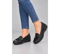 AJVANI Women's Comfort Flat Leather Boat Shoes Loafers in Black | Size: 7