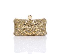 AJVANI Women's Diamante Embellished Gem Party Evening Prom Clutch Bag in Gold