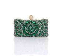 AJVANI Women's Diamante Embellished Gem Party Evening Prom Clutch Bag in Green