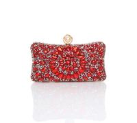 AJVANI Women's Diamante Embellished Gem Party Evening Prom Clutch Bag in Red