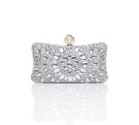 AJVANI Women's Diamante Embellished Gem Party Evening Prom Clutch Bag in Silver