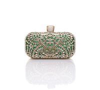 AJVANI Women's Diamante Embellished Glitter Party Evening Clutch Bag in Green