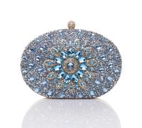 AJVANI Women's Diamante Embellished Oval Prom Clutch Bag in Blue AJVANI Blue One Size