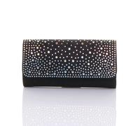 AJVANI Women's Diamante Evening Glitter Envelope Clutch Bag in Black