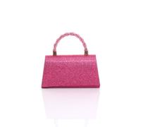 AJVANI Women's Diamante Glitter Evening Top Handle Grab Bag Mini Tote in Fuchsia