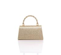 AJVANI Women's Diamante Glitter Evening Top Handle Grab Bag Mini Tote in Gold