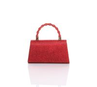 AJVANI Women's Diamante Glitter Evening Top Handle Grab Bag Mini Tote in Red