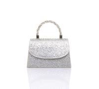 AJVANI Women's Diamante Top Handle Party Evening Grab Bag in Silver