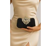 AJVANI Women's Evening Diamante Prom Party Clutch Shoulder Bag in Black