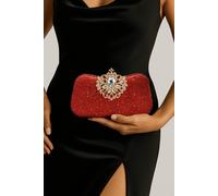 AJVANI Women's Evening Diamante Prom Party Clutch Shoulder Bag in Red
