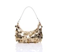 AJVANI Women's Evening Party Going Out Diamante Handle Sequin Scoop Bag in Metallic Gold