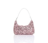 AJVANI Women's Evening Party Going Out Diamante Handle Sequin Scoop Bag in Pink