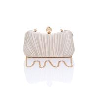 AJVANI Women's Evening Party Wedding Ruched Clutch Bag in Ivory