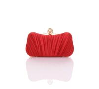 AJVANI Women's Evening Party Wedding Ruched Clutch Bag in Red
