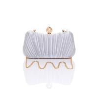 AJVANI Women's Evening Party Wedding Ruched Clutch Bag in Silver