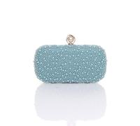 AJVANI Women's Evening Pearl Beaded Satin Bridal Wedding Prom Party Bag in Blue