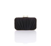 AJVANI Women's Evening Pleated Satin Bridal Wedding Prom Party Bag in Black