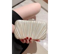 AJVANI Women's Evening Pleated Satin Bridal Wedding Prom Party Bag in Ivory