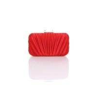 AJVANI Women's Evening Pleated Satin Bridal Wedding Prom Party Bag in Red
