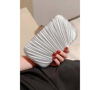 AJVANI Women's Evening Pleated Satin Bridal Wedding Prom Party Bag in Silver