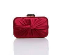 AJVANI Women's Evening Pleated Satin Bridal Wedding Prom Party Clutch Bag in Burgundy
