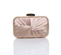 AJVANI Women's Evening Pleated Satin Bridal Wedding Prom Party Clutch Bag in Rose Gold