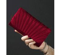 AJVANI Women's Evening Pleated Satin Prom Party Bag in Burgundy