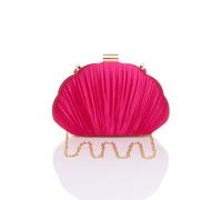 AJVANI Women's Evening Pleated Satin Prom Party Bag in Fuchsia