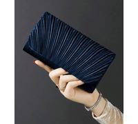 AJVANI Women's Evening Pleated Satin Prom Party Bag in Navy
