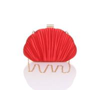 AJVANI Women's Evening Pleated Satin Prom Party Bag in Red