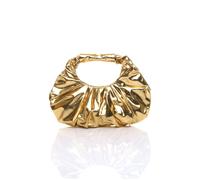 AJVANI Women's Evening Ruched Metallic Scoop Bag in Gold