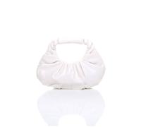 AJVANI Women's Evening Ruched Metallic Scoop Bag in White