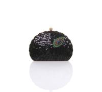 AJVANI Women's Evening Sequin Peacock Prom Party Clutch Bag in Black