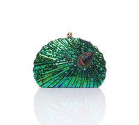 AJVANI Women's Evening Sequin Peacock Prom Party Clutch Bag in Green