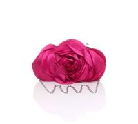 AJVANI Women's Evening Shoulder Satin Wedding Prom Party Clutch Bag in Fuchsia
