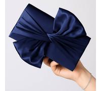 AJVANI Women's Evening Wedding Bridal Satin Prom Party Clutch Shoulder Bag in Navy