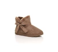 AJVANI Women's Faux Fur Lined Ankle Boots Slippers in Taupe | Size: 8