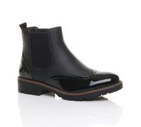 AJVANI Women's Flat Heel Brogue Chelsea Ankle Boots in Black | Size: 4 AJVANI Black 4