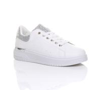 AJVANI Women's Flat Heel Diamante Sparkly Trainers in White | Size: 7 AJVANI White 7