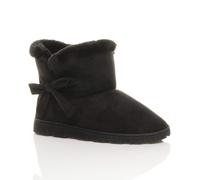 AJVANI Women's Flat Heel Faux Fur Lined Ankle Boots Faux Suede Slippers in Black | Size: 7 AJVANI Black 7