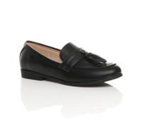 AJVANI Women's Flat Heel Flats Faux Leather Loafers in Black | Size: 7 AJVANI Black 7