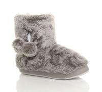 AJVANI Women's Flat Heel Pull On Pom Pom Faux Fur Slippers in Grey | Size: 8 AJVANI Grey 8