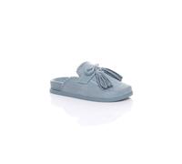 AJVANI Women's Flat Tassel Moccasin Mules Sandals Sliders in Baby Blue | Size: 7