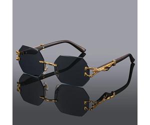 AJVANI Women's Geometric Rimless Oval Sunglasses Shades in Black AJVANI Black One Size