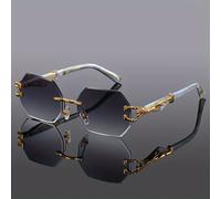 AJVANI Women's Geometric Rimless Oval Sunglasses Shades in Grey AJVANI Grey One Size