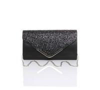 AJVANI Women's Glitter Envelope Evening Prom Party Clutch Shoulder Bag in Black