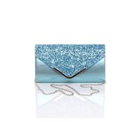 AJVANI Women's Glitter Envelope Evening Prom Party Clutch Shoulder Bag in Blue